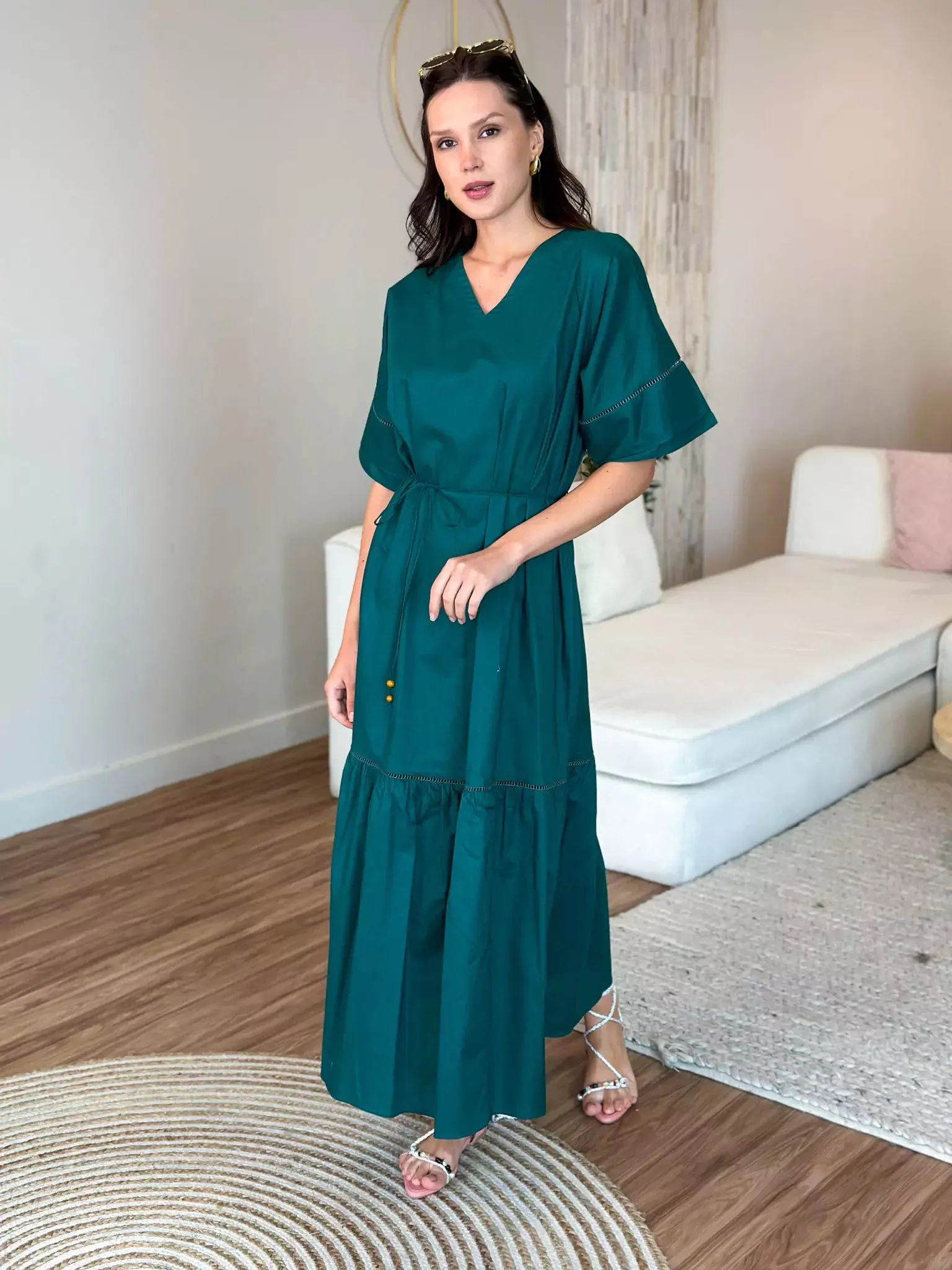 Okra Cotton Long Dress