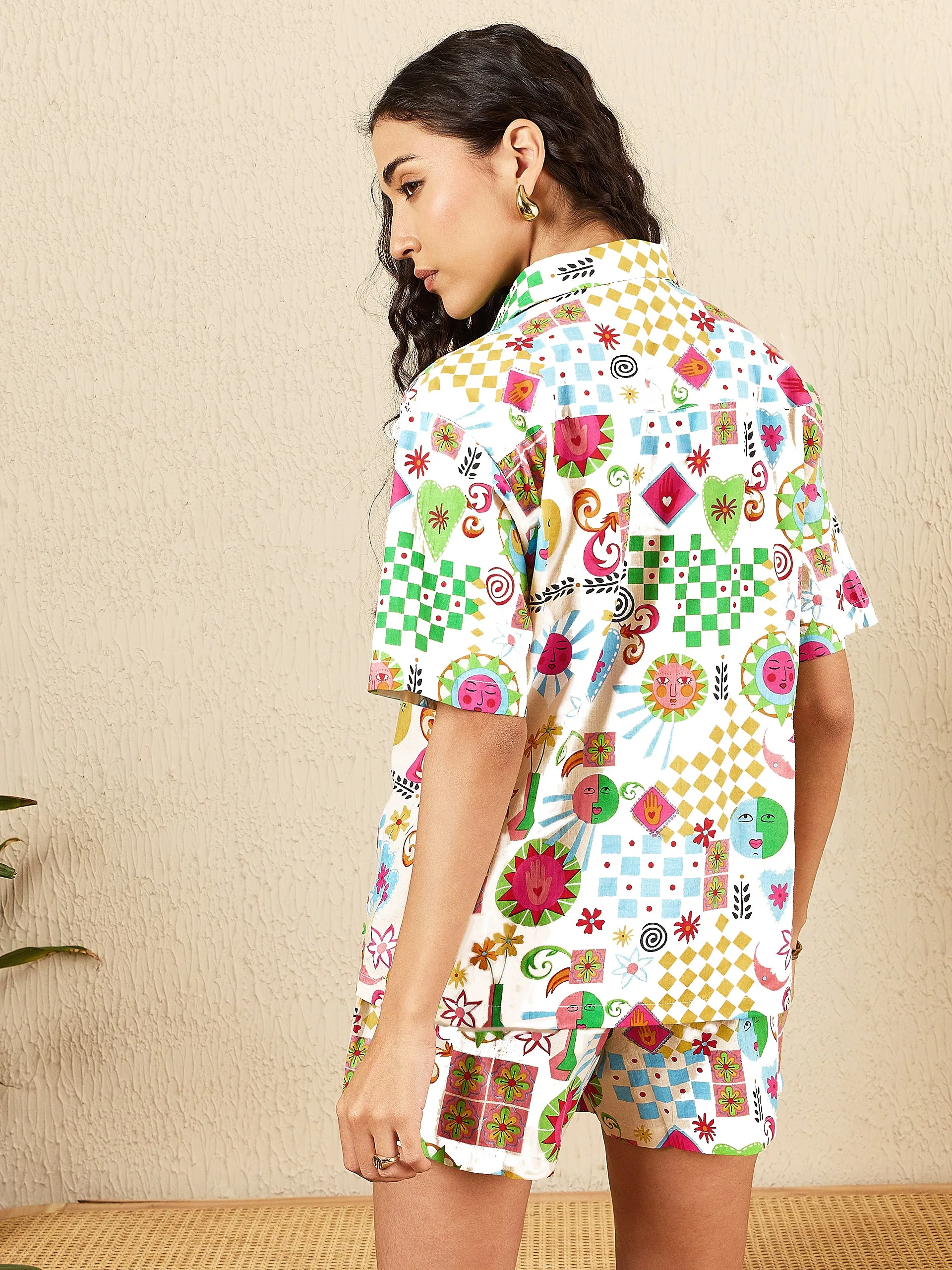 Printed Two Piece Shorts and Shirt Set