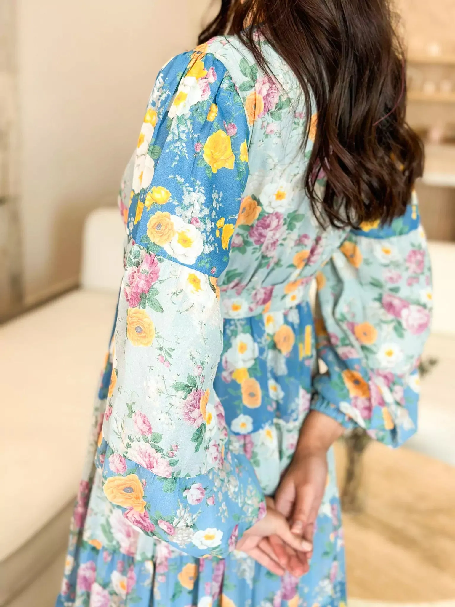 Quadra Blue Floral Long Dress
