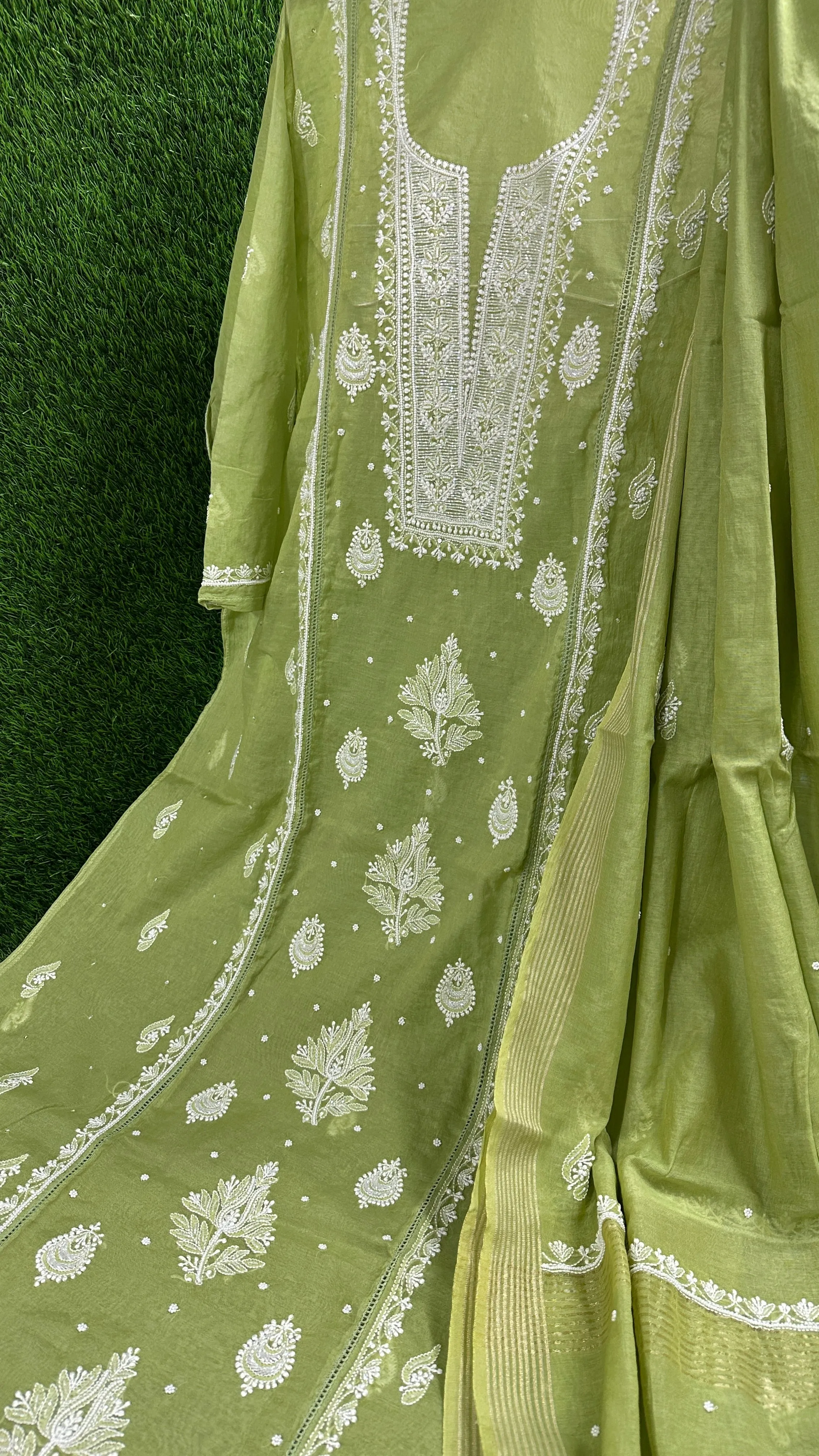 Soft Chanderi dress | Semi-Stitched suits | Embellished Elegance | Elegant Ethnics | Semi-Stitched Styles